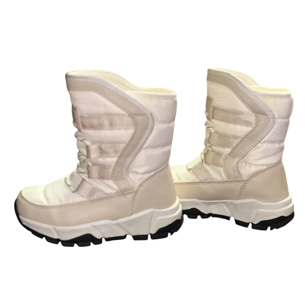 HobiBear‎ Snow Boots Cream White Waterproof  velcro Size 10.5-11.5 toddler